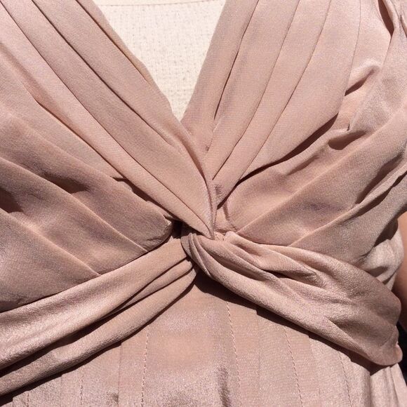 Y2K Silk Peplum Wrap BCBG Maxazria Pink Blush V Neck Fit Flare Sleeveless S VTG - Picture 5 of 10